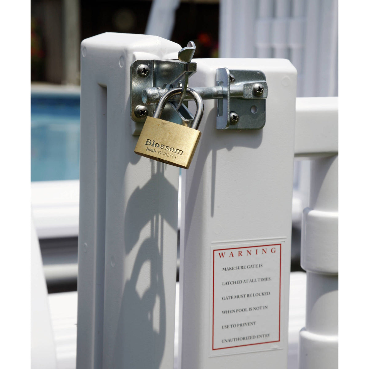 Blue Wave Easy Pool Step Entry System w/ Gate Pool Ladder &amp; Step — connection and mounting detail