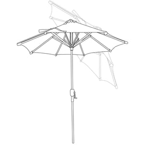 Island Umbrella Bistro Hexagonal Umbrella - line drawing of the crank lift and push-button tilt