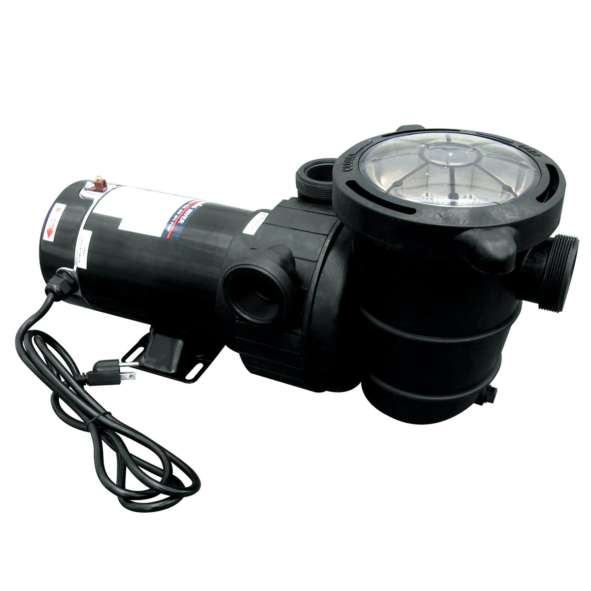 Blue Wave Tidal Wave Maxi II Pool Pump - pump on white showing strainer pot, motor and power lead
