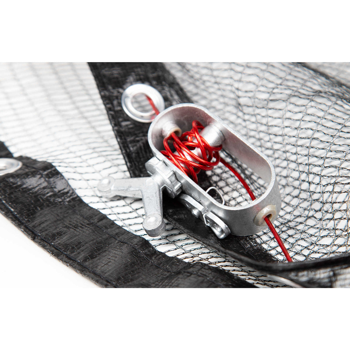 Arctic Armor Leaf Net Above Ground Pool Cover - winch and cable tensioner on the net edge