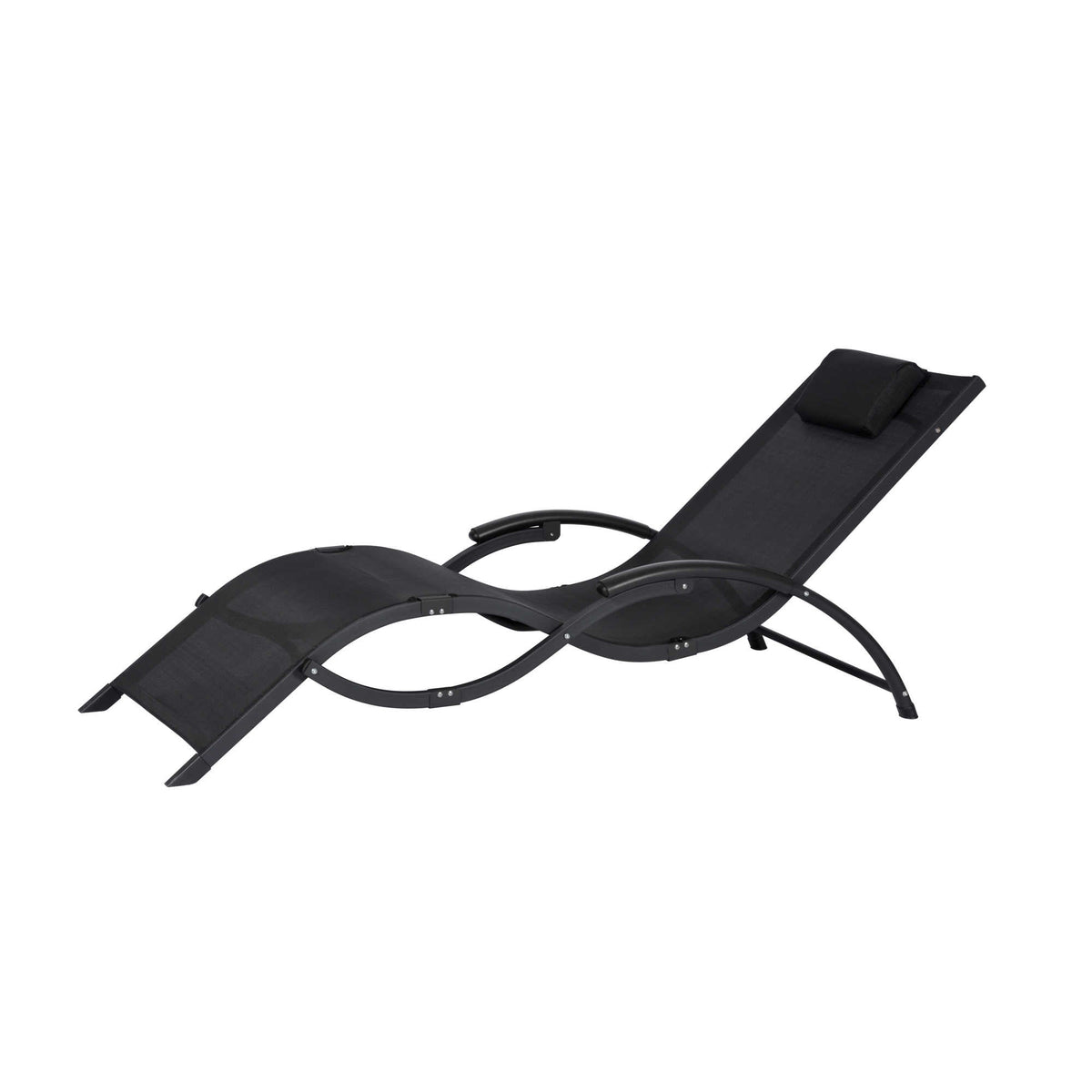 Island Retreat Sea Breeze Ultra Comfortable Foldaway Cool Mesh Lounger - Black Patio Furniture &amp; Umbrella