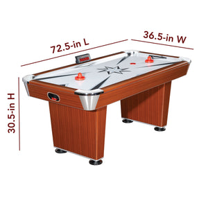 Hathaway Midtown 72-in Air Hockey Table with LED Scoring - Cherry Finish Game Room — dimension and specification diagram