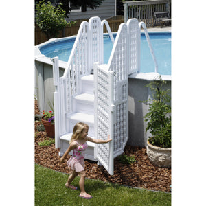 Blue Wave Easy Pool Step Entry System w/ Gate Pool Ladder & Step — shown in use (1)