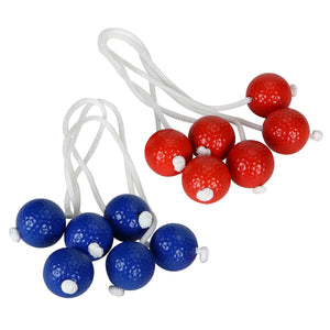 Hathaway Ladder Toss Game Set - six red and six blue bolas with braided cords