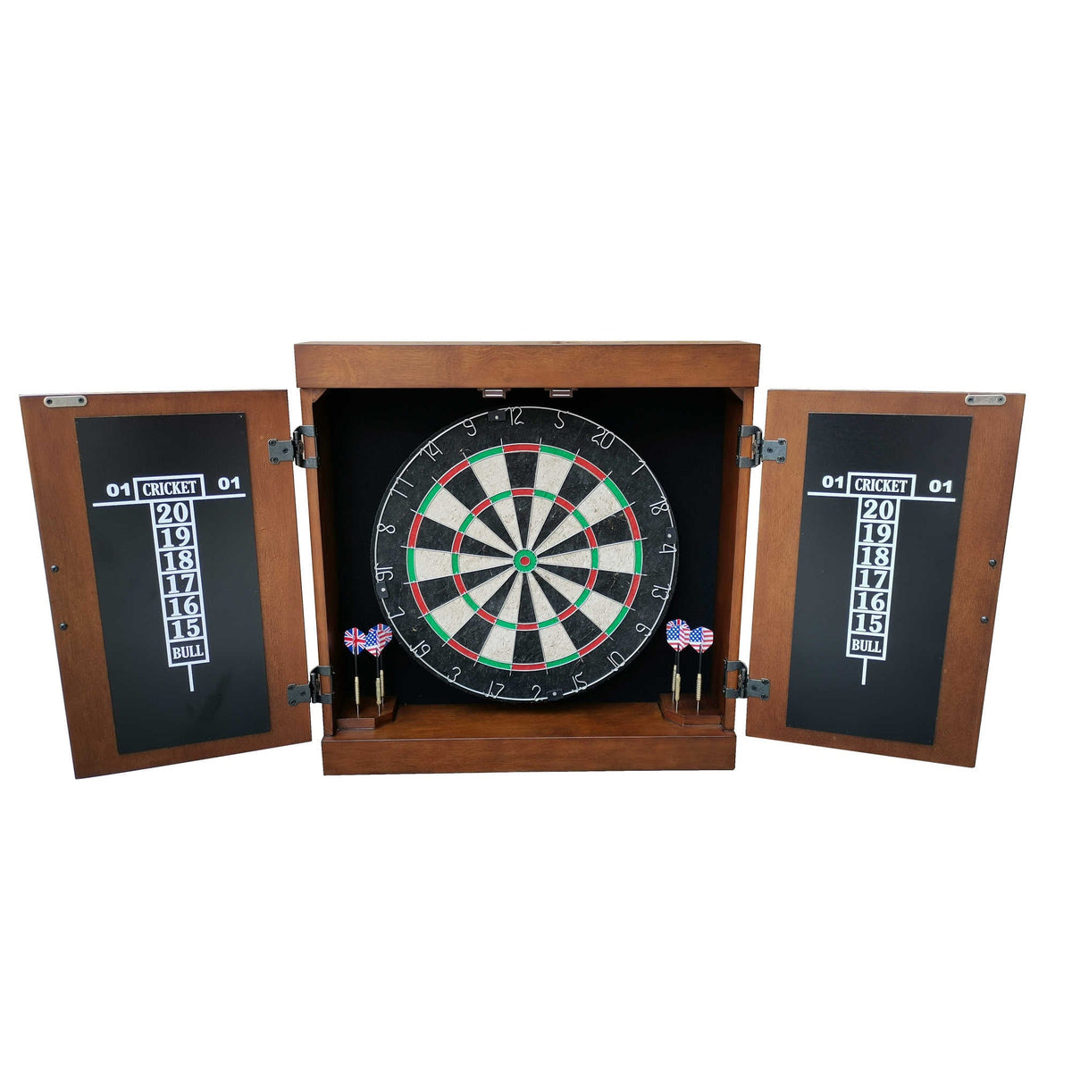 Hathaway Farmington Bristle Dartboard and Cabinet Set - Walnut Finish Game Room Table
