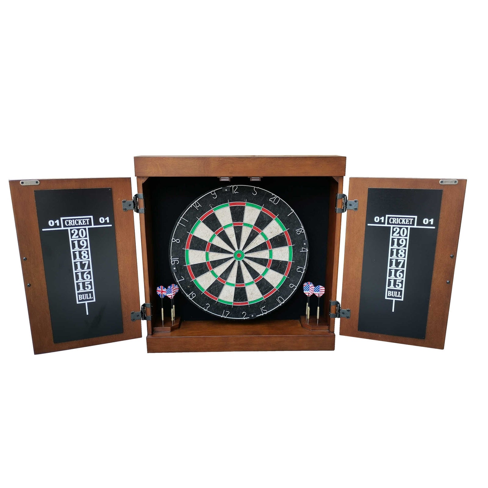 Hathaway Farmington Bristle Dartboard and Cabinet Set - Walnut Finish Game Room Table
