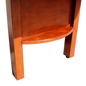 Blue Wave Merlot Shuffleboard Table - curved end shelf and cabinet joinery under the playfield