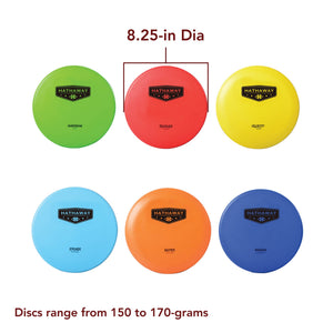 Hathaway Deluxe Golf Disc Set - six 8.25-in discs weighing between 150 and 170 grams