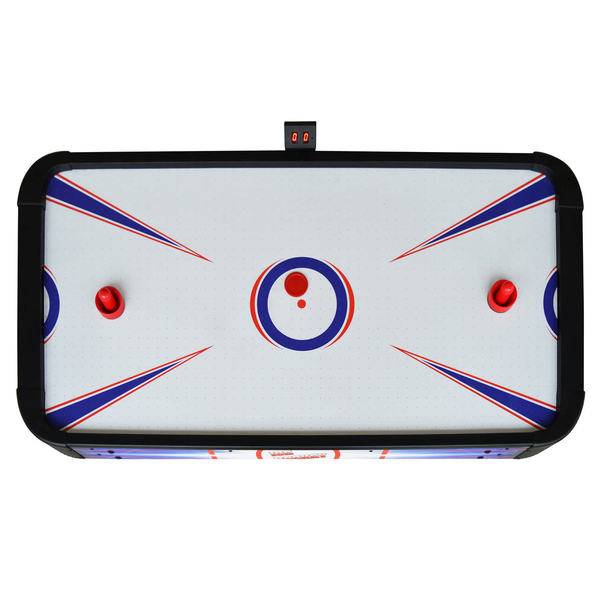 Hathaway Patriot Air Hockey Table - playfield from above with both strikers and the puck