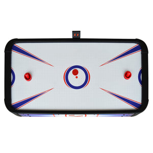 Hathaway Patriot Air Hockey Table - playfield from above with both strikers and the puck