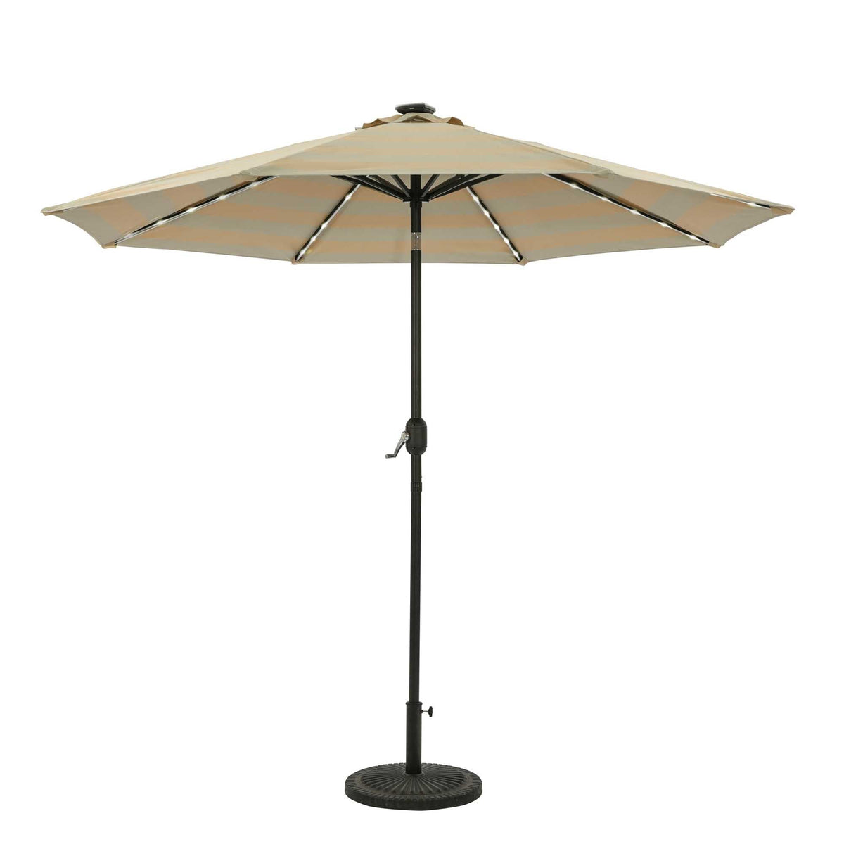 Island Umbrella Mirage Fiesta 9-ft Octagonal Market Umbrella with Solar LED Tube — Champagne and Taupe / Breez-Tex / Umbrella