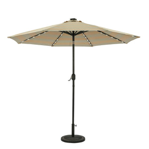 Island Umbrella Mirage Fiesta 9-ft Octagonal Market Umbrella with Solar LED Tube — Champagne and Taupe / Breez-Tex / Umbrella
