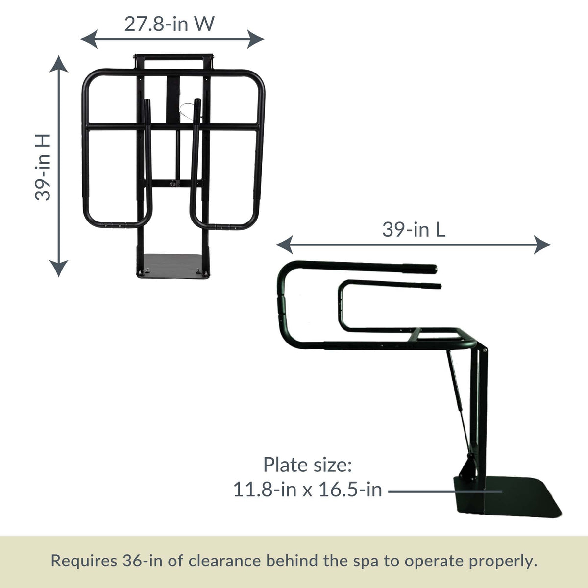 HeatWave Premium Cover Lift - 39 in high, 27.8 in wide, 39 in long; needs 36 in clearance behind