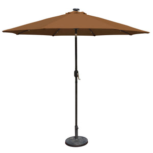 Island Umbrella Mirage Fiesta Umbrella - tan olefin canopy with the solar collector at the finial