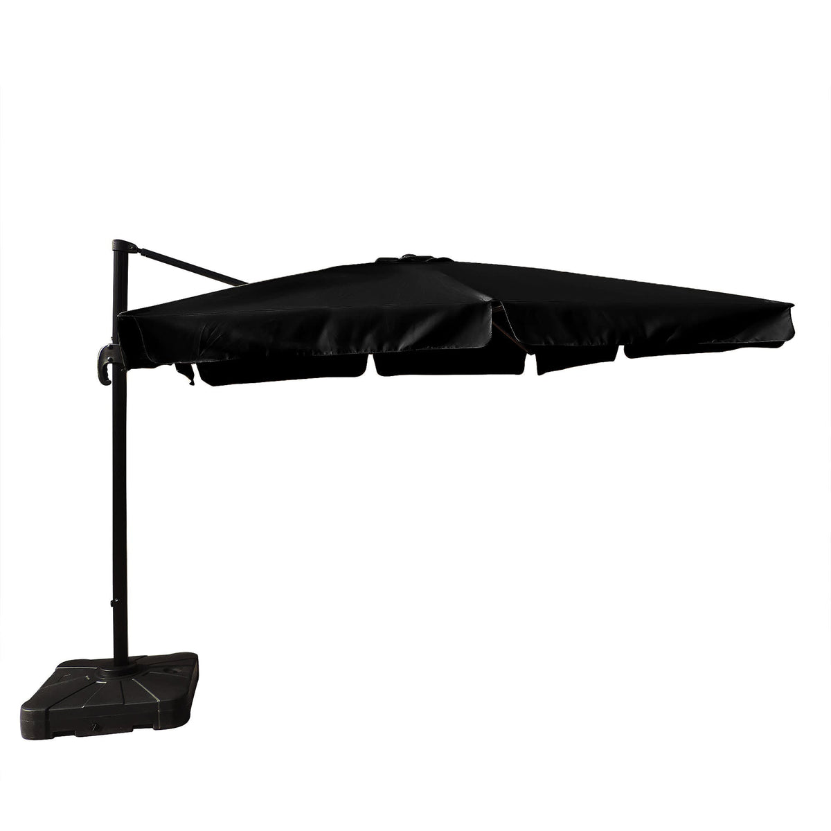 Island Umbrella Santorini 10-ft Square Cantilever Umbrella in Sunbrella Acrylic Patio Furniture &amp; Umbrella — Valance / Black