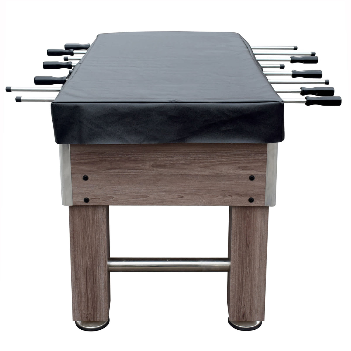 Hathaway 54-in Foosball Table Cover - end-on view showing the cover skirt between the rods