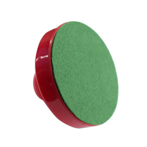 Hathaway Air Hockey Striker, Red - felt face and red rim seen at an angle