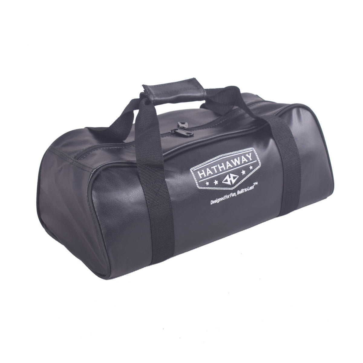 Hathaway Deluxe Bocce Set - leatherette carrying case closed, three-quarter view