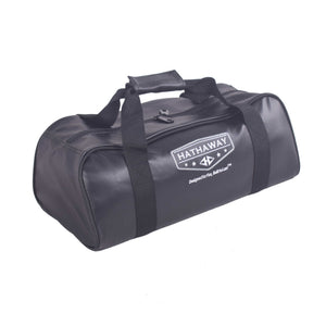 Hathaway Deluxe Bocce Set - leatherette carrying case closed, three-quarter view