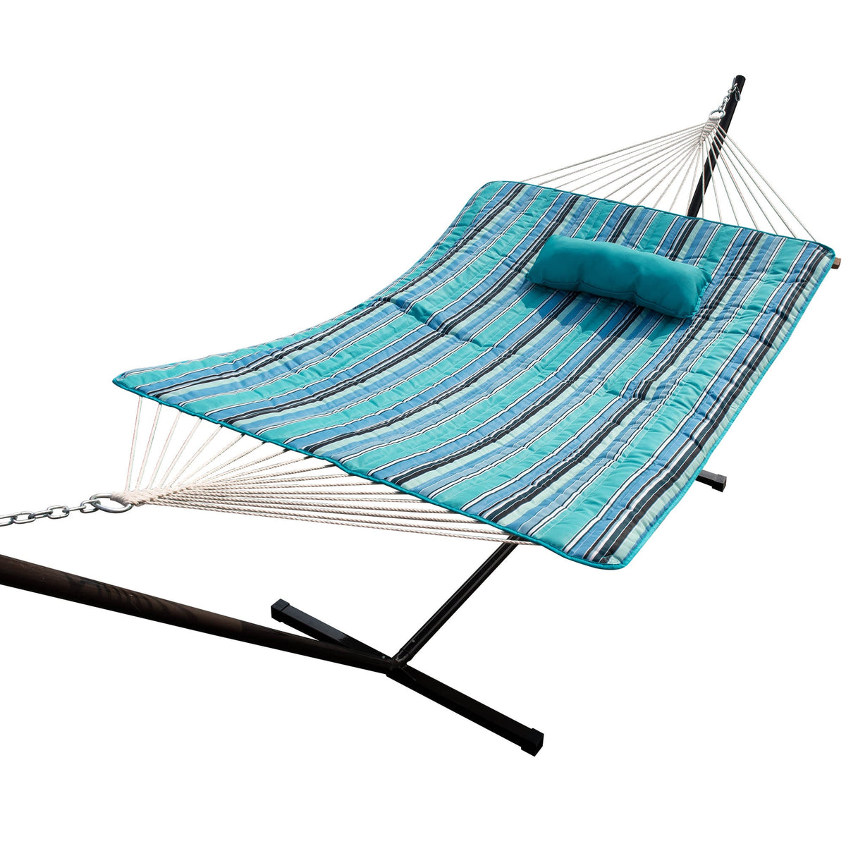 Island Retreat Hammock Pillow and Pad Set - pad and pillow seen from the foot of the hammock