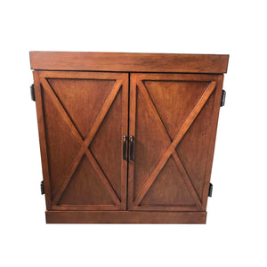 Hathaway Farmington Dartboard Cabinet - front elevation of the closed cabinet with bar handles