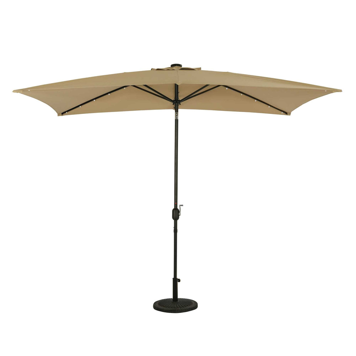 Island Umbrella Nassau 6.5-ft x 10-ft Rectangular Market Umbrella with LED Lights — Champagne / Breez-Tex / Umbrella