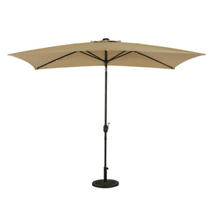 Island Umbrella Nassau 6.5-ft x 10-ft Rectangular Market Umbrella with LED Lights — Champagne / Breez-Tex / Umbrella