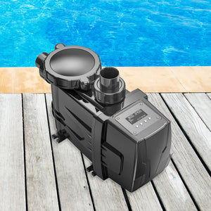 Blue Wave FlowXtreme PRO VS Pool Pump - pump installed on decking beside an above-ground pool