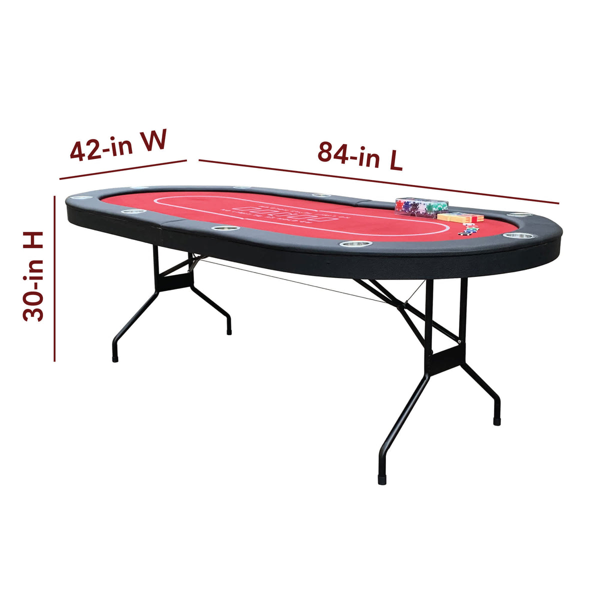Hathaway Fourth Street Texas Holdem Table - 84 in long, 42 in wide and 30 in high
