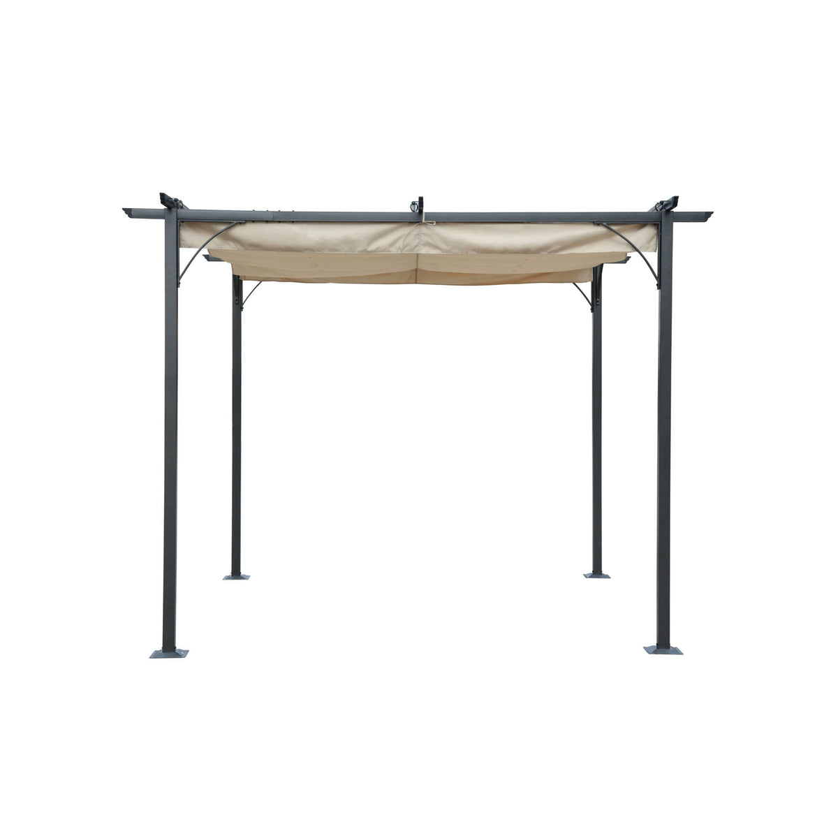 Island Retreat Retractable Roman Shade Pergola Canopy - Champagne Patio Furniture &amp; Umbrella