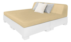 Ledge Lounger Affinity Square Sunbed in-pool sunbed — white resin, linen backrest cushion