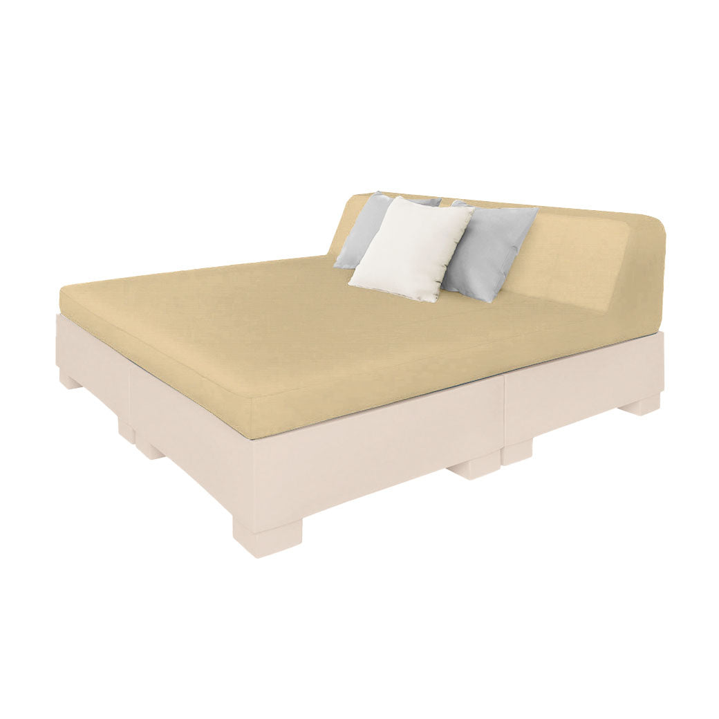 Ledge Lounger Affinity Square Sunbed — cloud resin with a linen backrest cushion