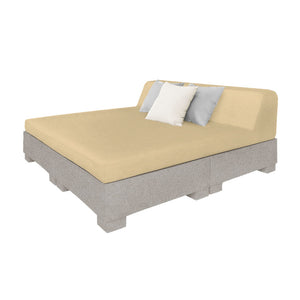 Ledge Lounger Affinity Square Sunbed — sandstone resin with a linen backrest cushion