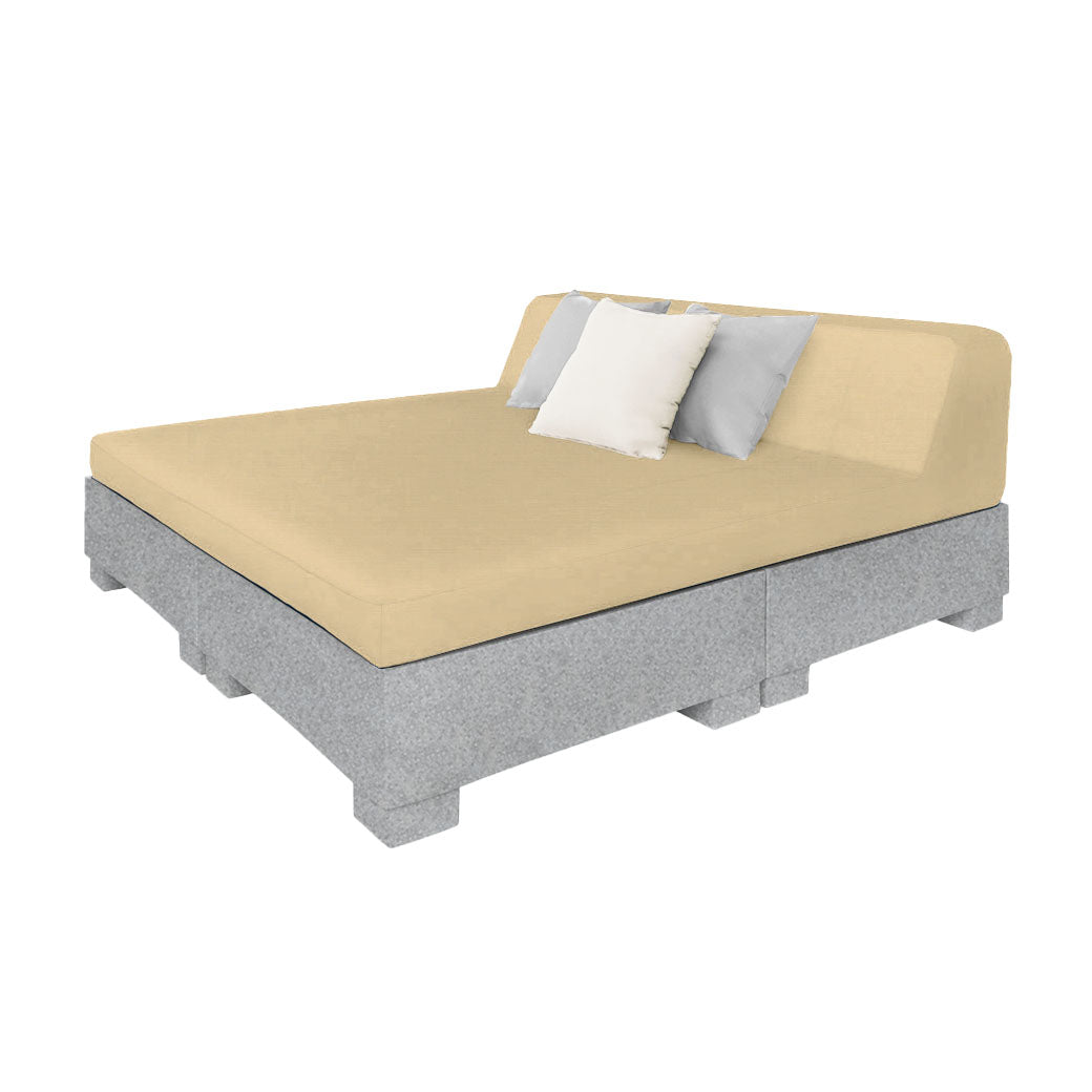 Ledge Lounger Affinity Square Sunbed — granite gray resin with a linen backrest cushion