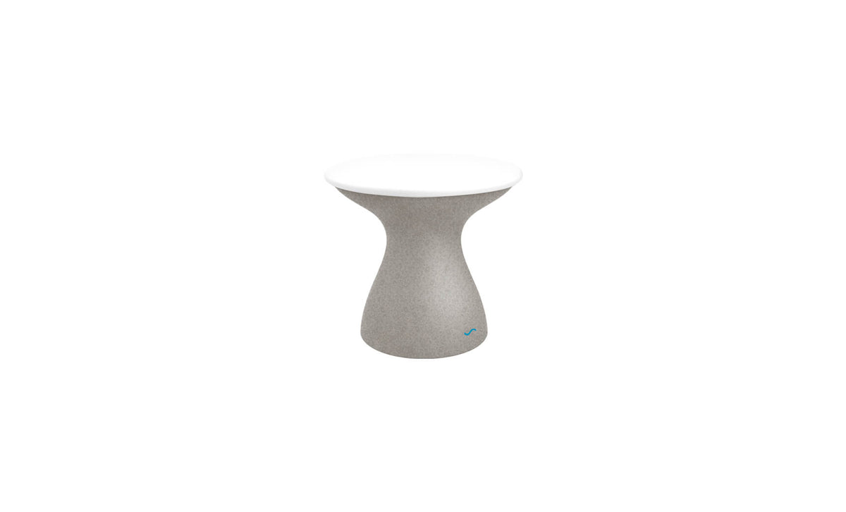Ledge Lounger Autograph Standard Side Table — sandstone base, white lid