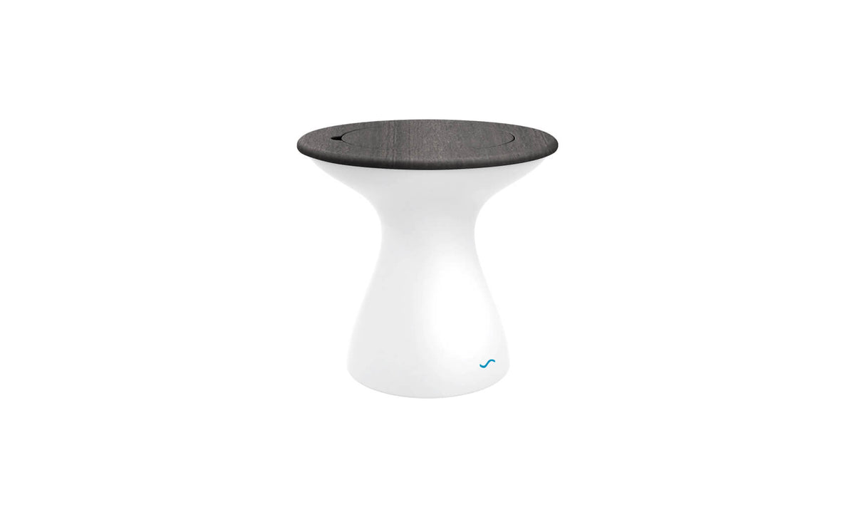 Ledge Lounger Autograph Tall Ice Bin Side Table — white base with a fog lid