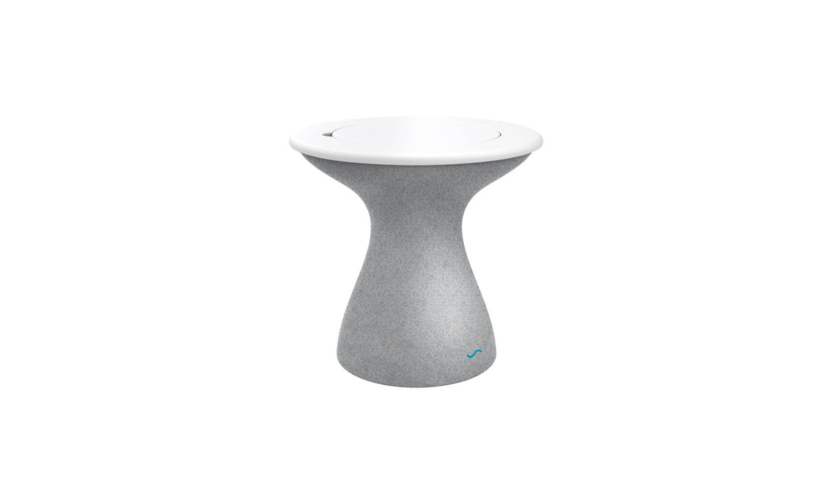 Ledge Lounger Autograph Tall Ice Bin Side Table — granite gray base, white lid