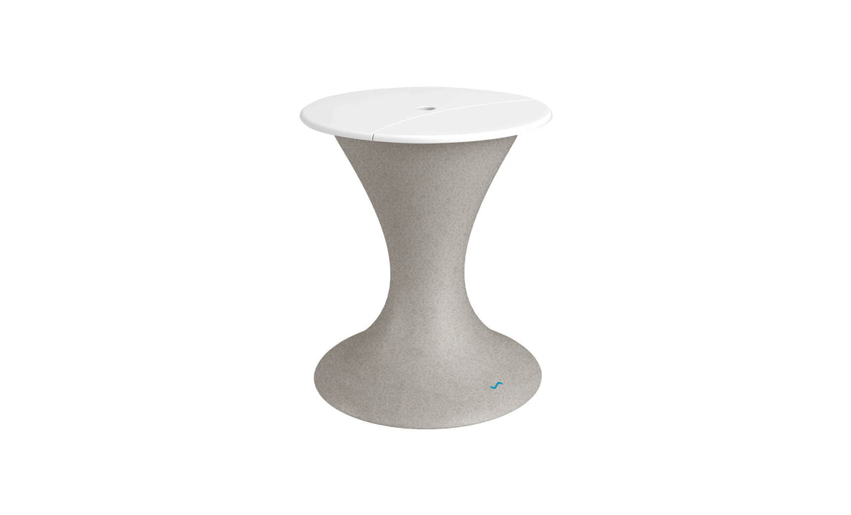 Ledge Lounger Autograph Umbrella Stand Ice Bin — sandstone base, white lid