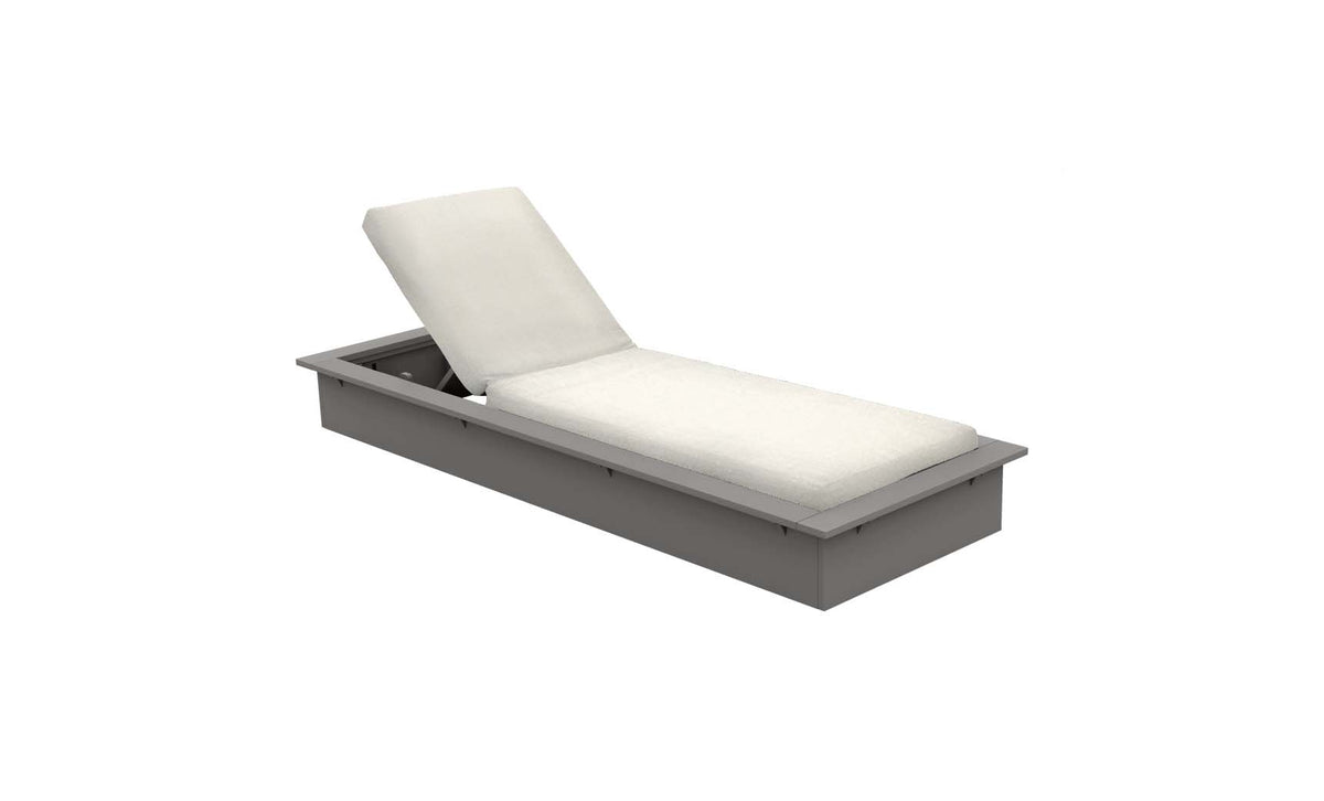 Ledge Lounger Echo Chaise — white sling fabric on a gray frame