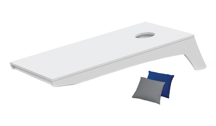 Ledge Lounger Cornhole — resin cornhole boards set up outdoors