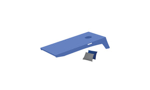 Ledge Lounger Cornhole Toss — sky blue resin boards, angled view