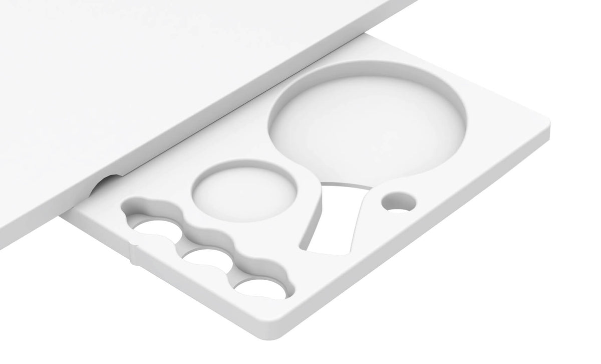 Ledge Lounger Ping Pong table — close-up of the built-in paddle caddy