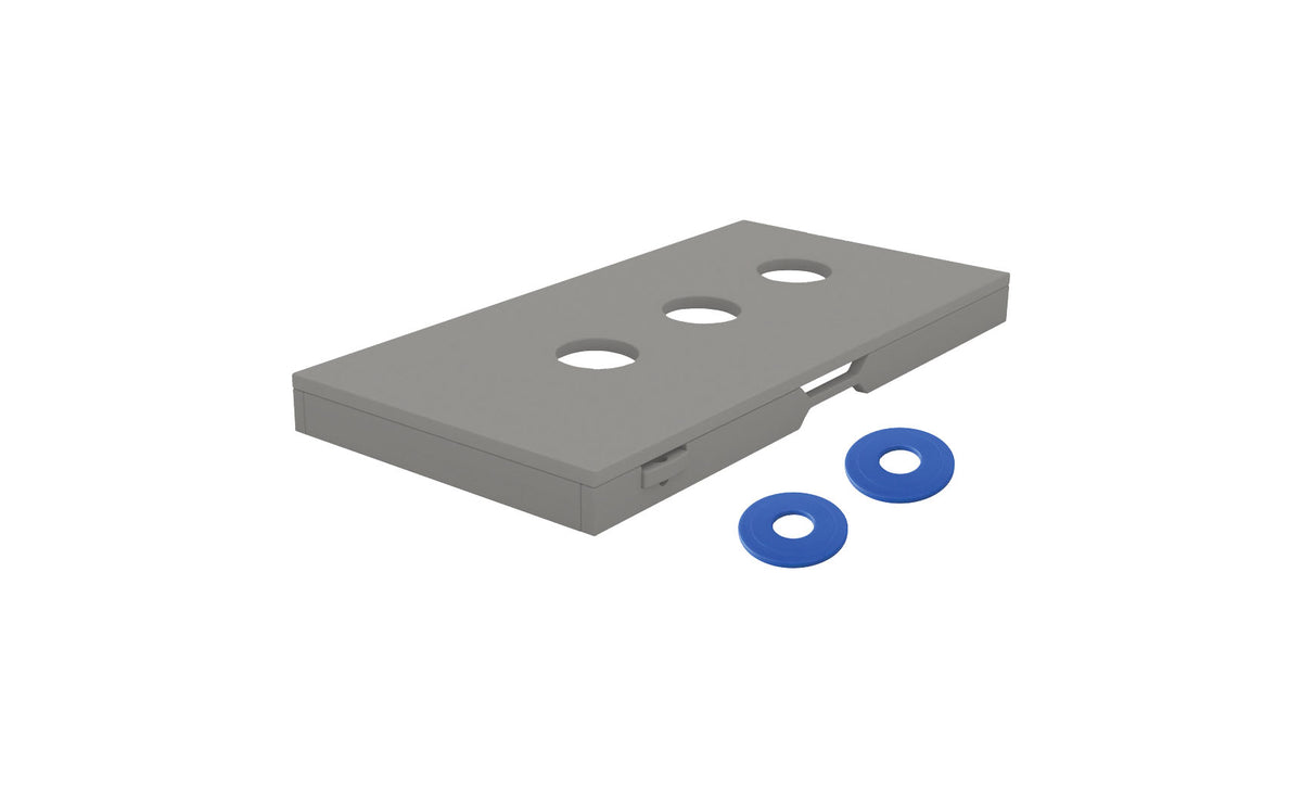 Ledge Lounger Washers — gray resin washer toss boxes, angled view