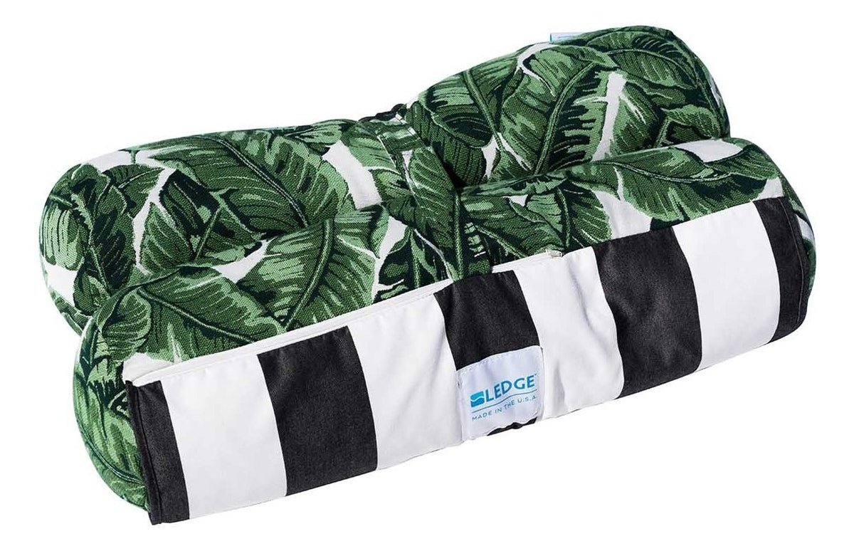 Ledge Lounger Laze Hammock in-pool hammock float — bold jungle pattern in the water