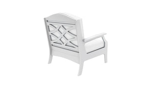 Ledge Lounger Legacy Club Chair — back view showing the patterned back panel