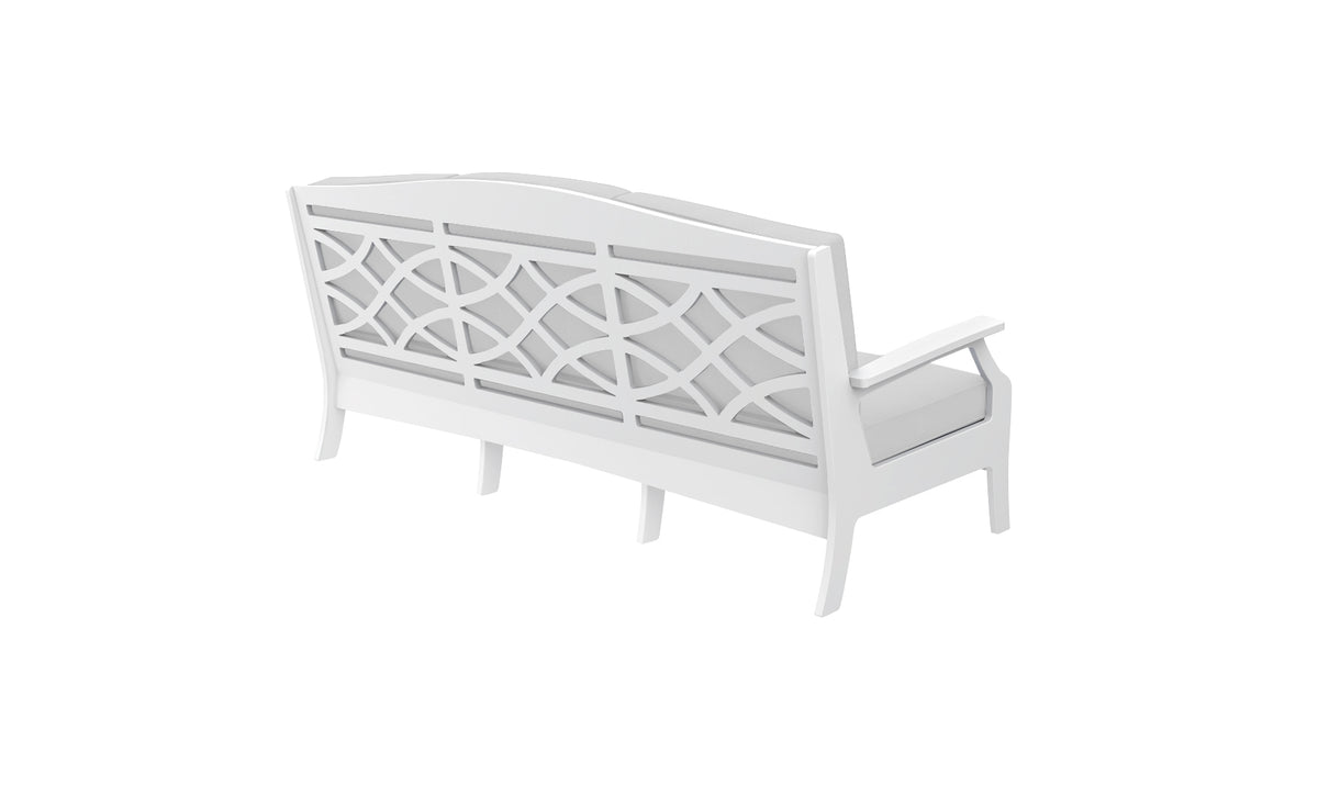 Ledge Lounger Legacy Sofa — back view showing the patterned back panel