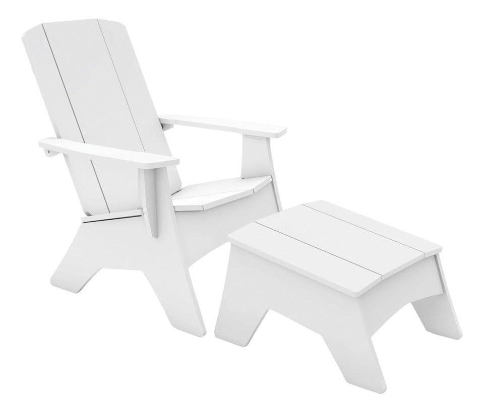 Ledge Lounger Mainstay Adirondack ottoman — white adirondack ottoman, angled view