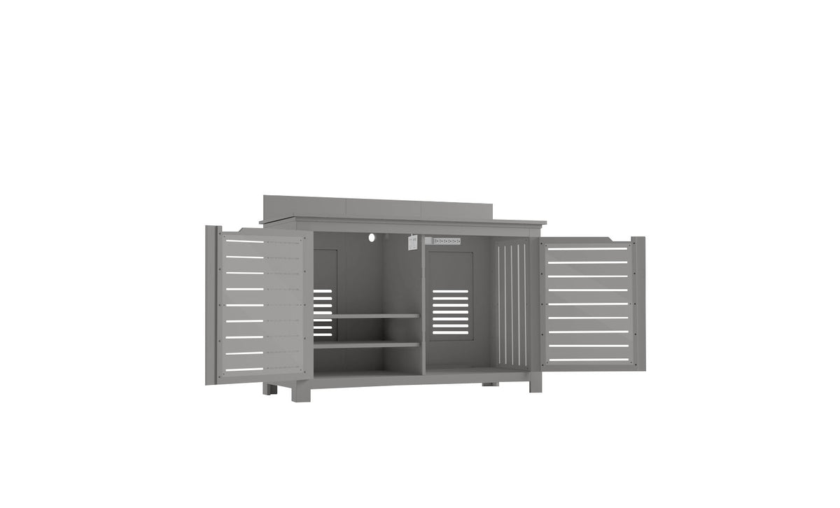 Ledge Lounger Mainstay bar credenza — gray colourway, front view
