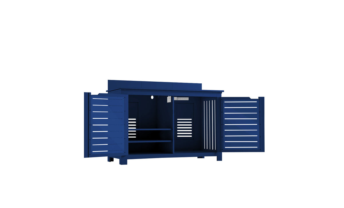 Ledge Lounger Mainstay bar credenza — navy colourway, front view