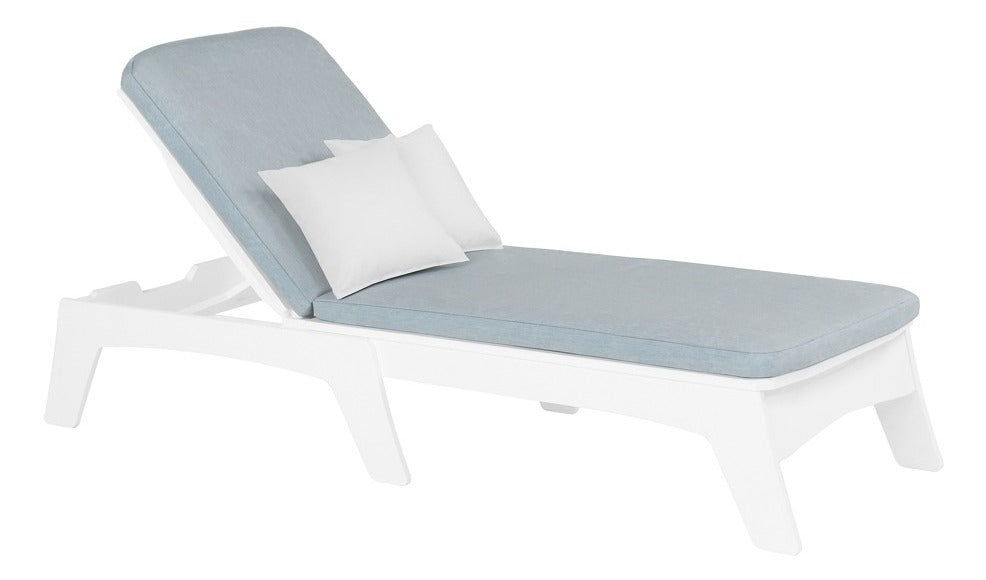 Ledge Lounger Mainstay chaise cushion — chaise lounge cushion fitted to a white chaise